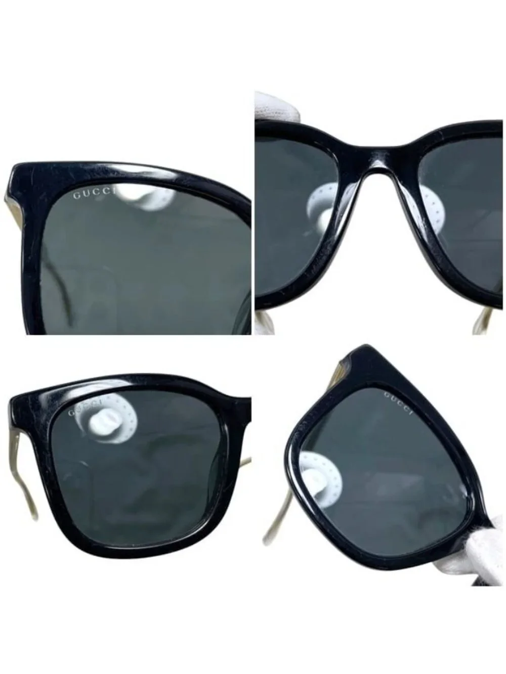 Gucci Sunglasses Frame Black Gold Golden Asian Fit Acetate Eyewear Side Logo